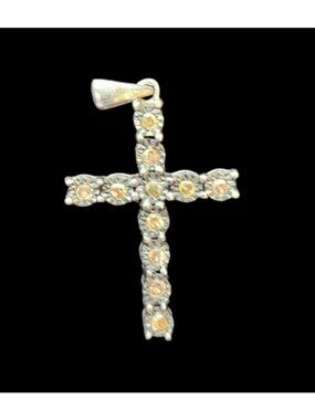 Vintage Hard to Find Michael Drechsler designed 925 Silver Cross Pendant set wit